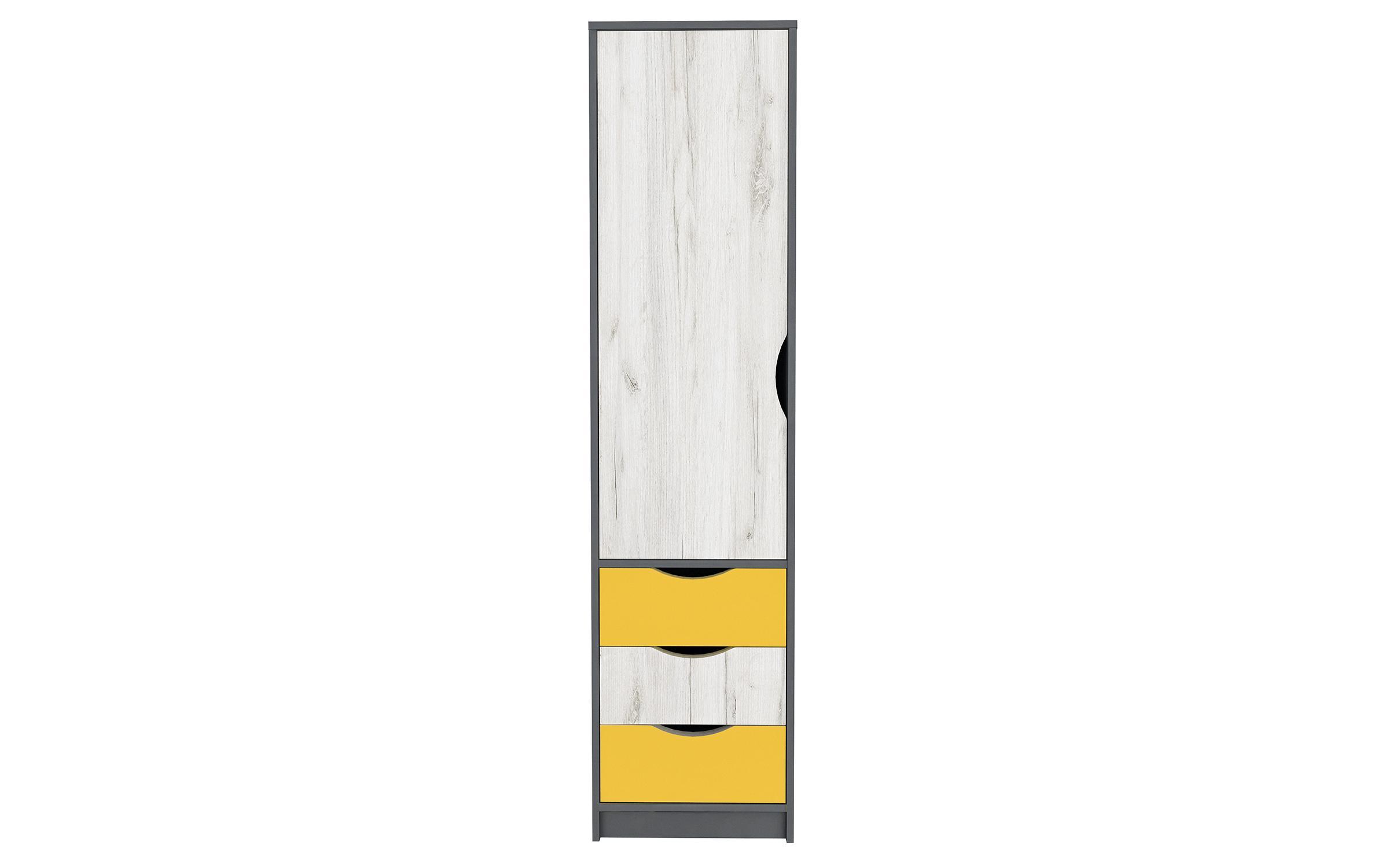 Bútorgarnitúra gyerekszobába Artis II, szürke grafit + fehér tölgy kraft + sárga  4